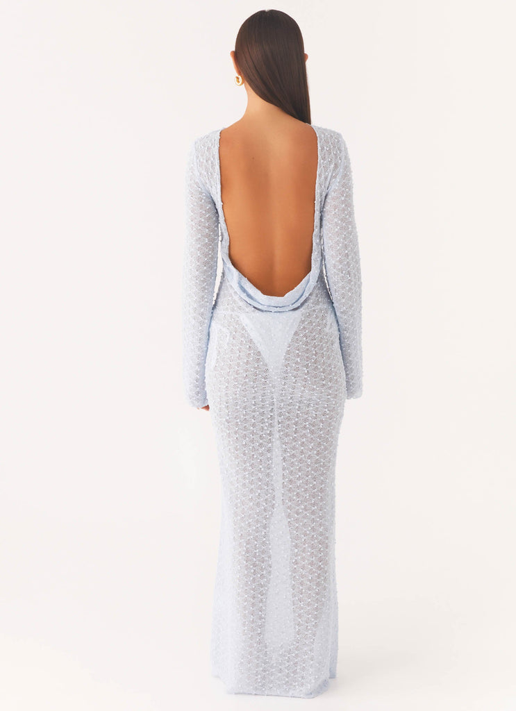 Flirty Knitted Maxi Dress - Blue