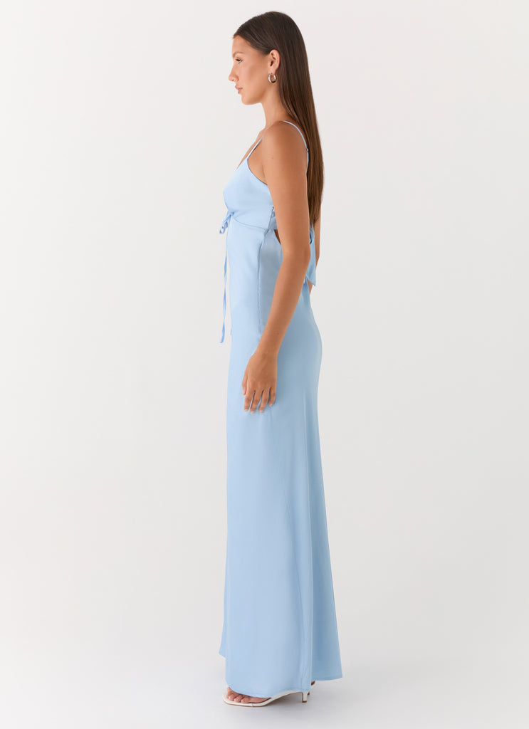 Flora Satin Maxi Dress - Ice Blue
