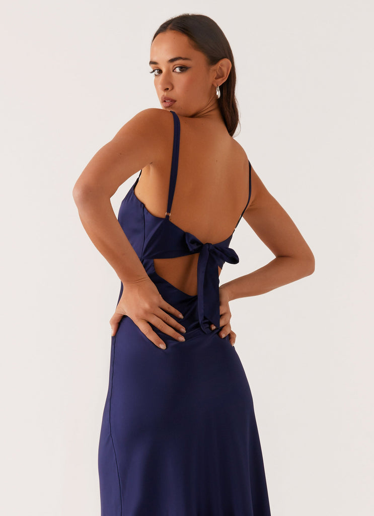 Flora Satin Maxi Dress - Navy