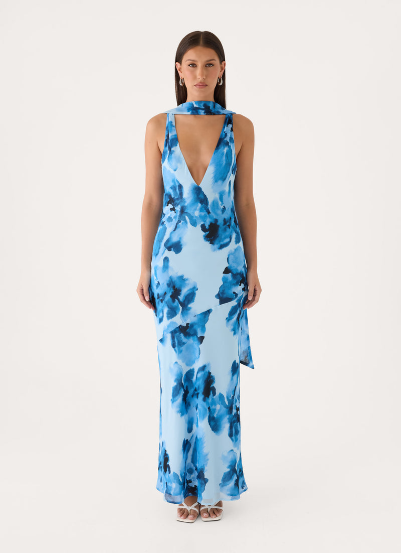 Florae Scarf Maxi Dress - Bluebella Print