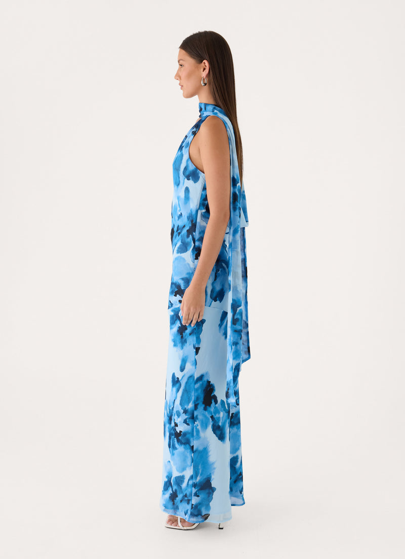 Florae Scarf Maxi Dress - Bluebella Print