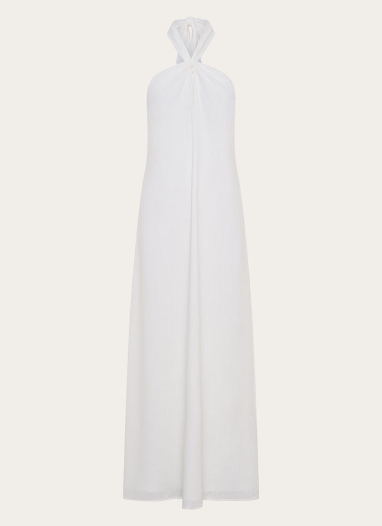 Golden Child Linen Maxi Dress - White