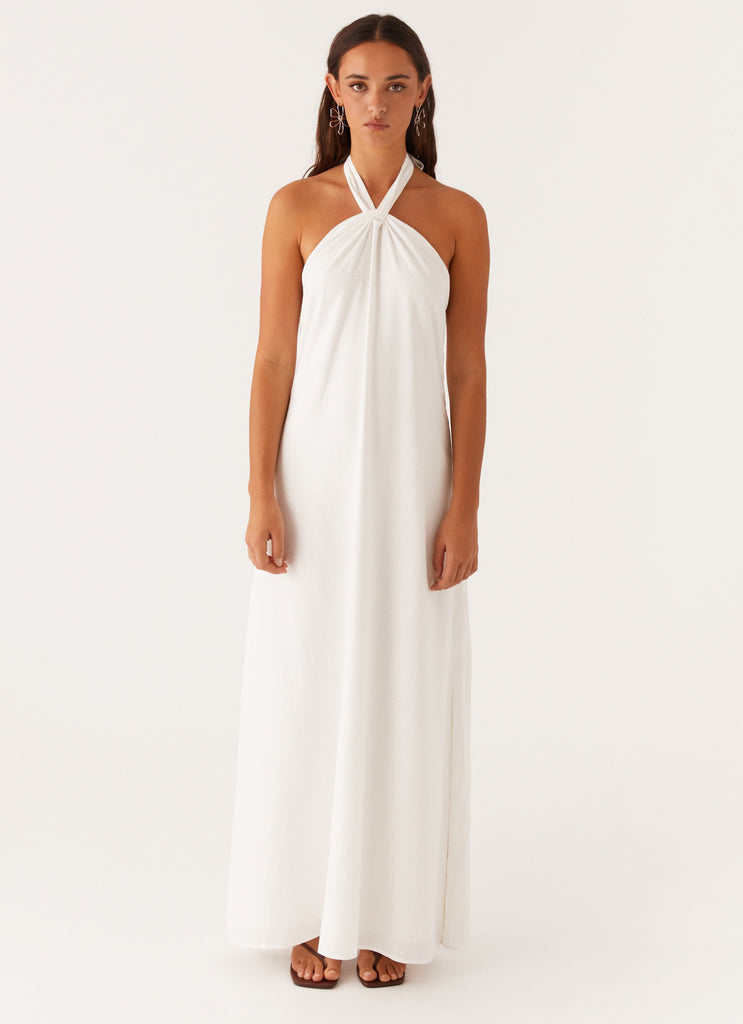 Golden Child Linen Maxi Dress - White