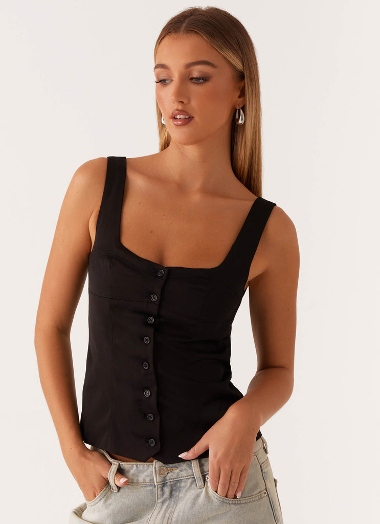 Golden Skies Bustier Panel Top - Black