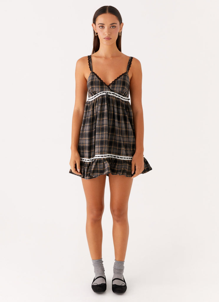 Gretta Mini Dress - Brown Check