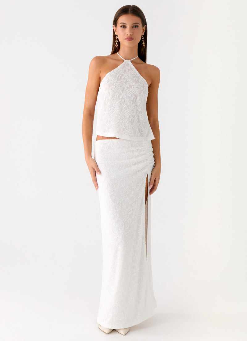 Griff Backless Jacquard Top - White