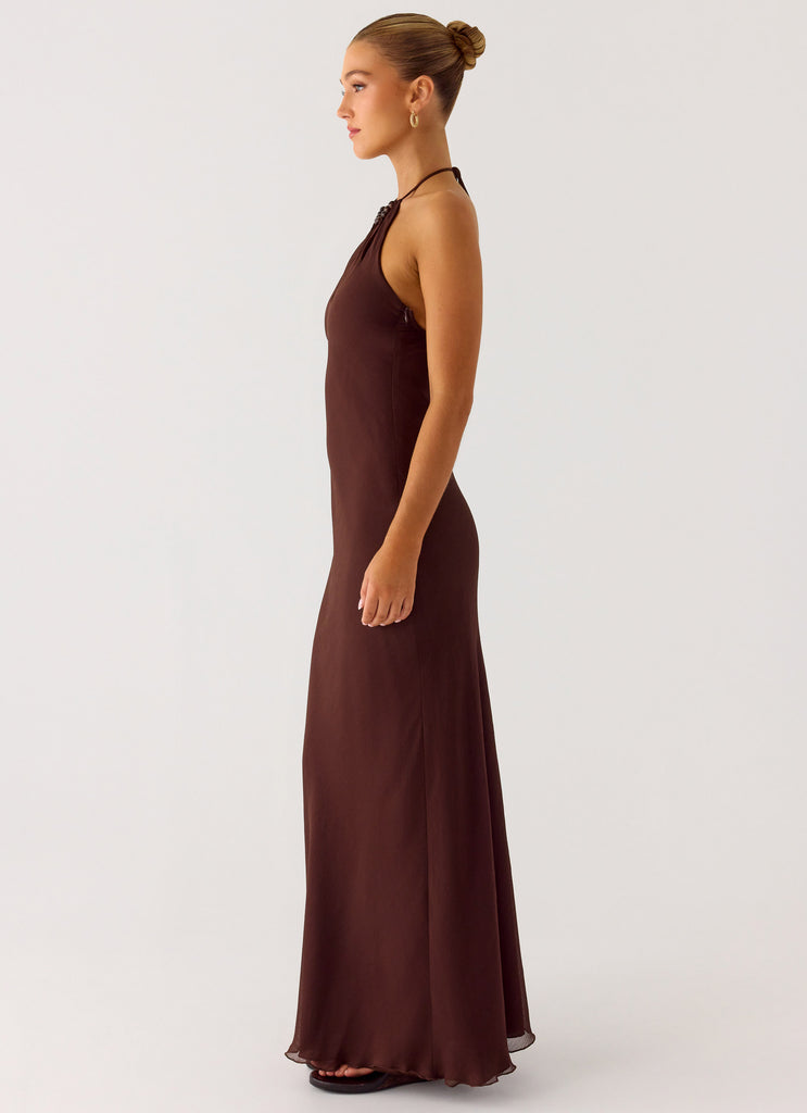 Harlyn Halter Maxi Dress - Chocolate