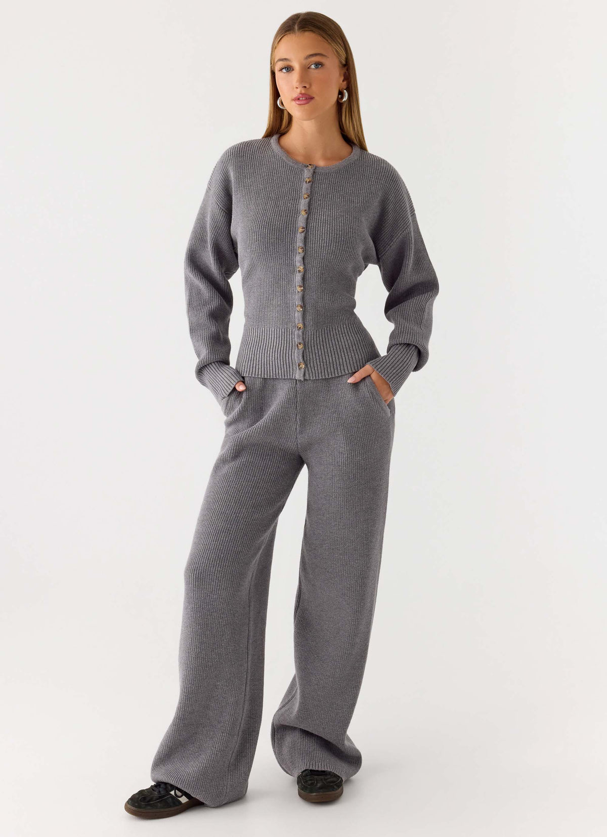 Harrison Low Rise Knit Pants - Marle Grey
