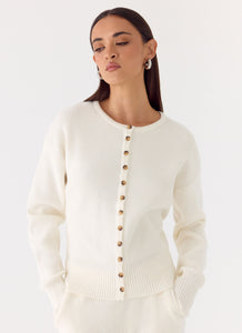 Harrison Cinched Knit Cardigan - Ivory