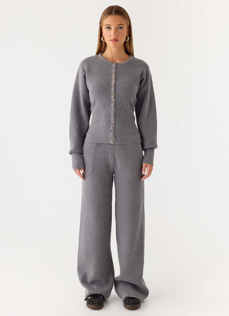 Harrison Cinched Knit Cardigan - Marle Grey