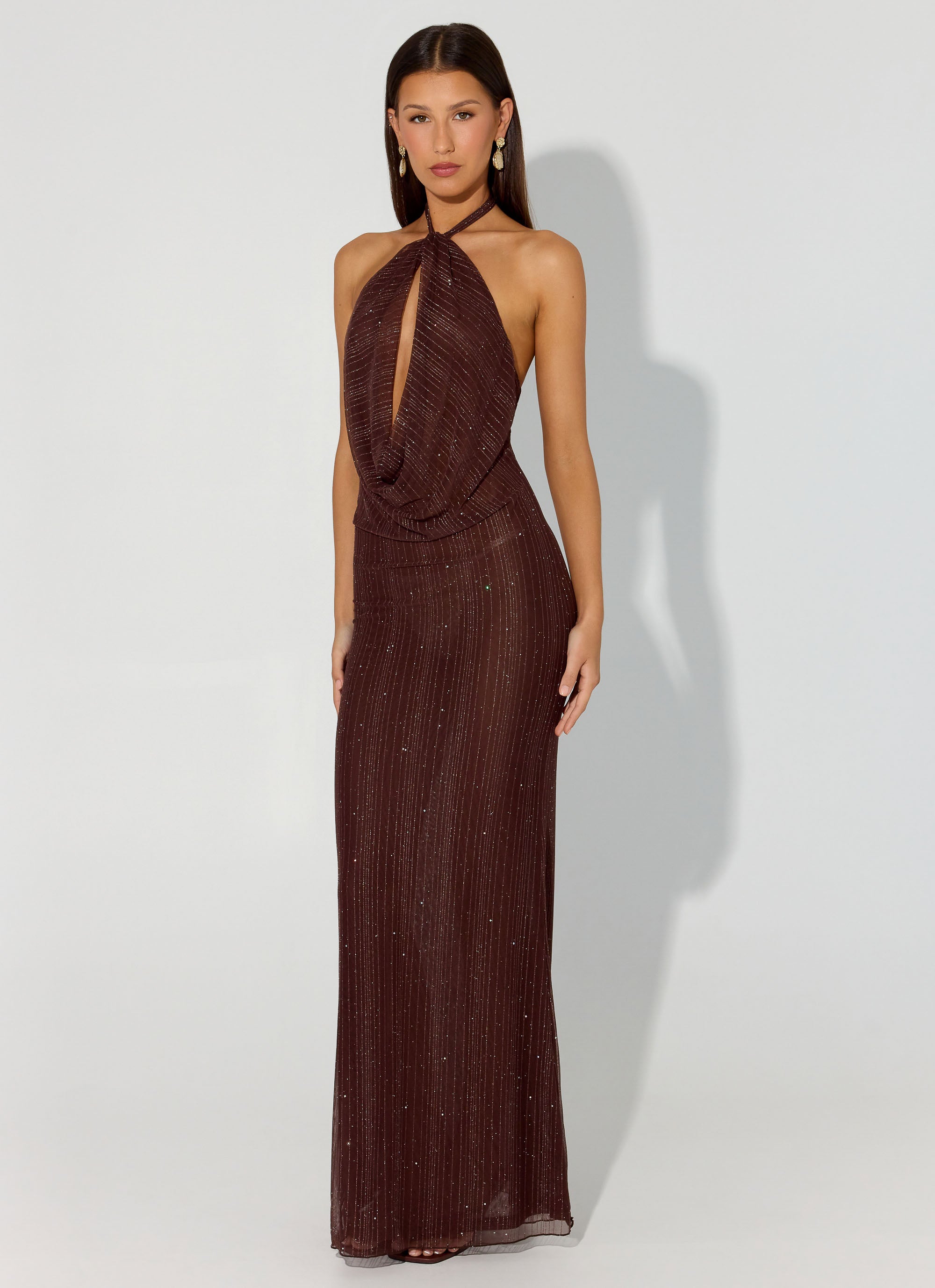 Haylan Sparkle Mesh Maxi Dress