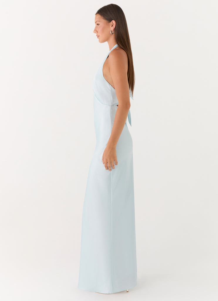 Heavy Hearted Satin Maxi Dress - Ice Blue Peppermayo Heavy Hearted Satin Maxi Dress - Ice Blue Peppermayo
