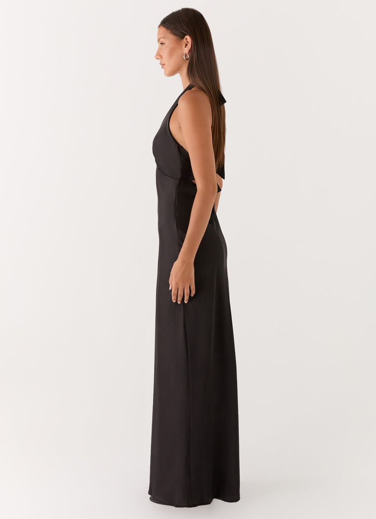 Heavy Hearted Satin Maxi Dress - Black Peppermayo Heavy Hearted Satin Maxi Dress - Black Peppermayo