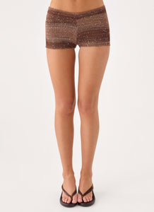 Helia Knit Mini Shorts - Chocolate Ombre
