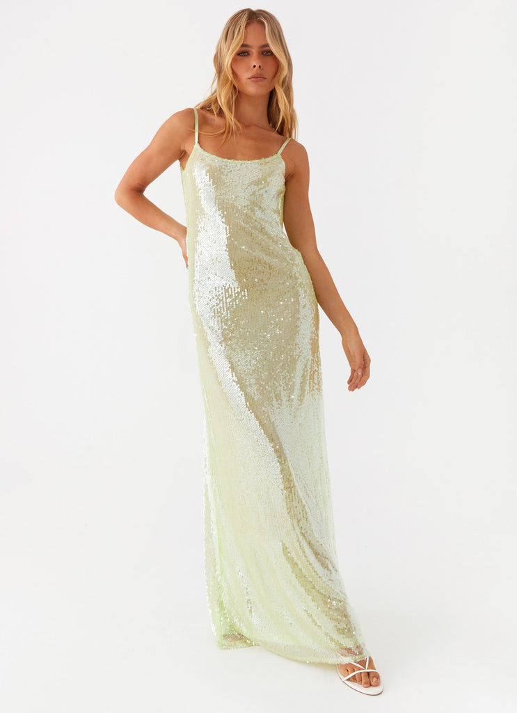 Higher Level Sequin Maxi Dress - Mint Peppermayo Higher Level Sequin Maxi Dress - Mint Peppermayo