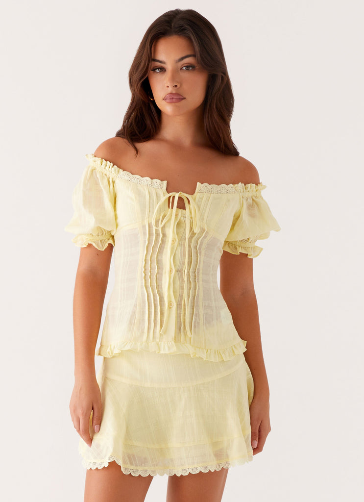 Hundred Percent Puff Sleeve Top - Yellow