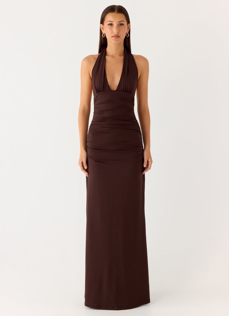 Ilaria Halter Maxi Dress - Chocolate