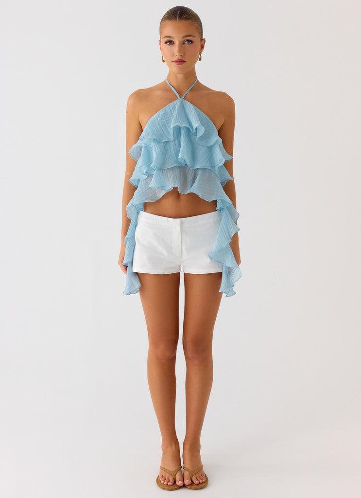 Inna Frill Halter Top - Aqua