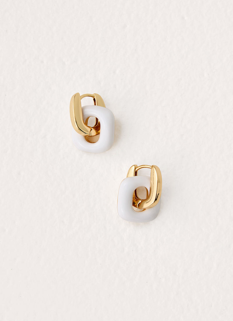 Interlinked Earrings - Gold/White