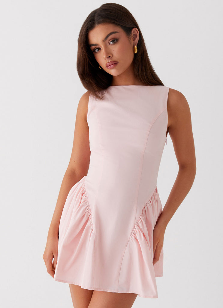 Womens Invited Mini Dress in the colour Pink in front of a light grey background