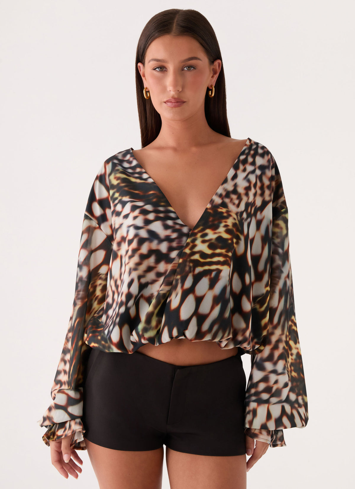 Isolde Top - Leopard Hibiscus