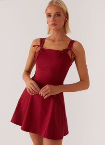 Jamaya Tie Mini Dress - Red