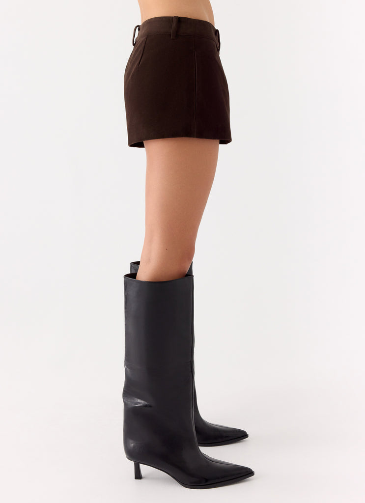 Jeremy Faux Suede Shorts - Chocolate