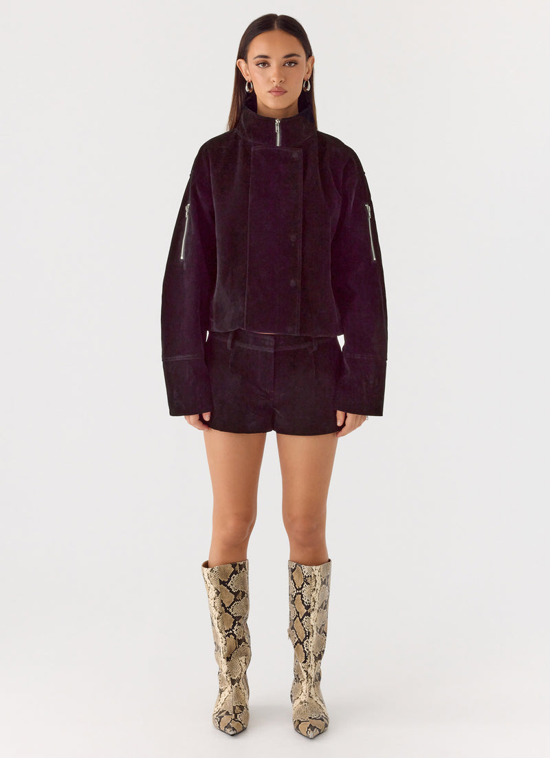 Jeremy Faux Suede Shorts - Black