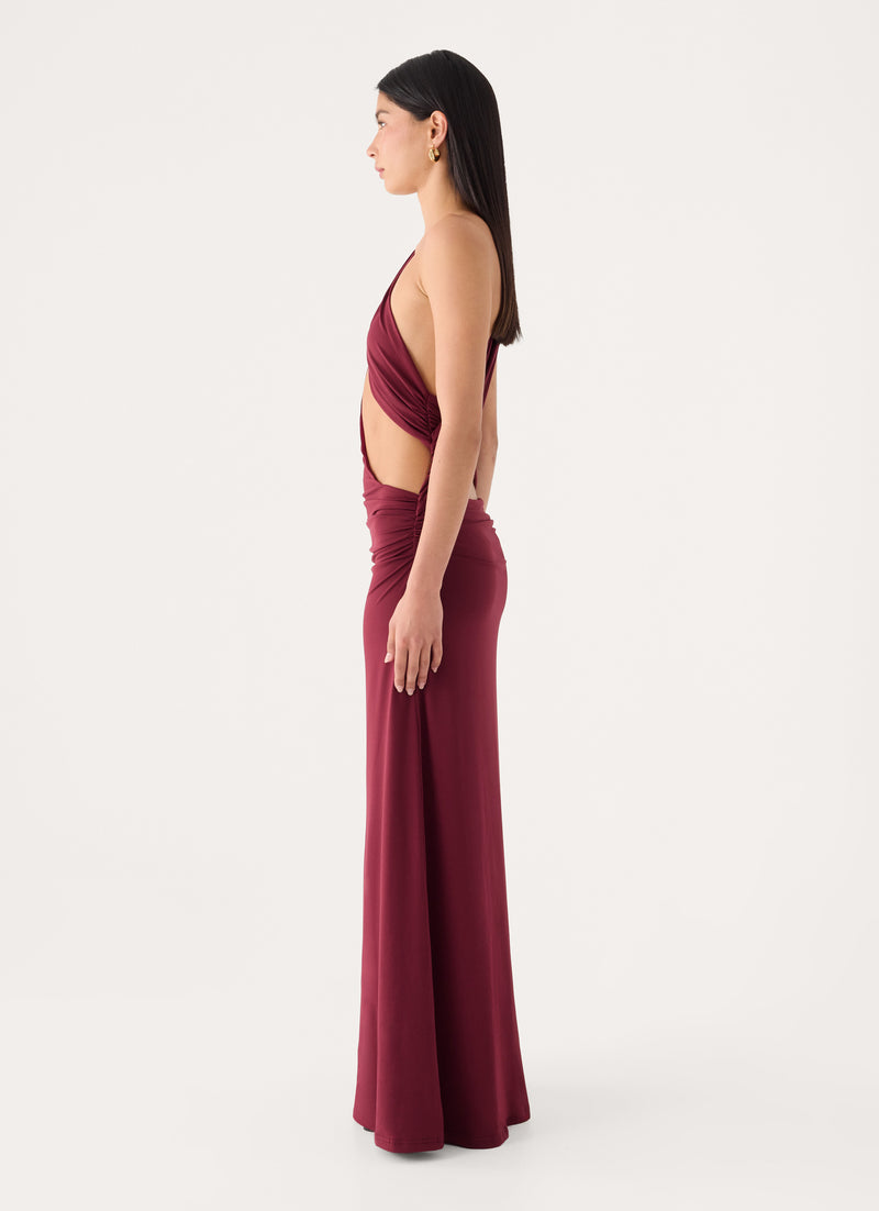 Jess Draped Maxi Dress - Maroon