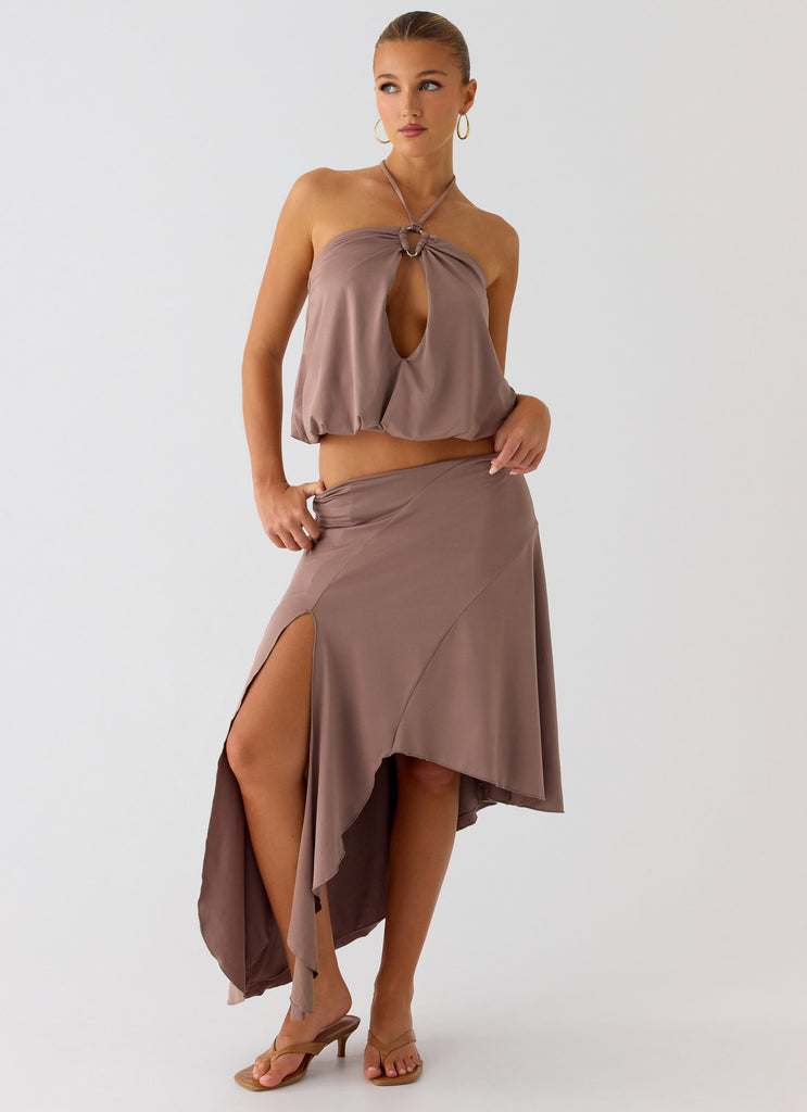 Jisoo Asymmetric Midi Skirt - Desert Taupe