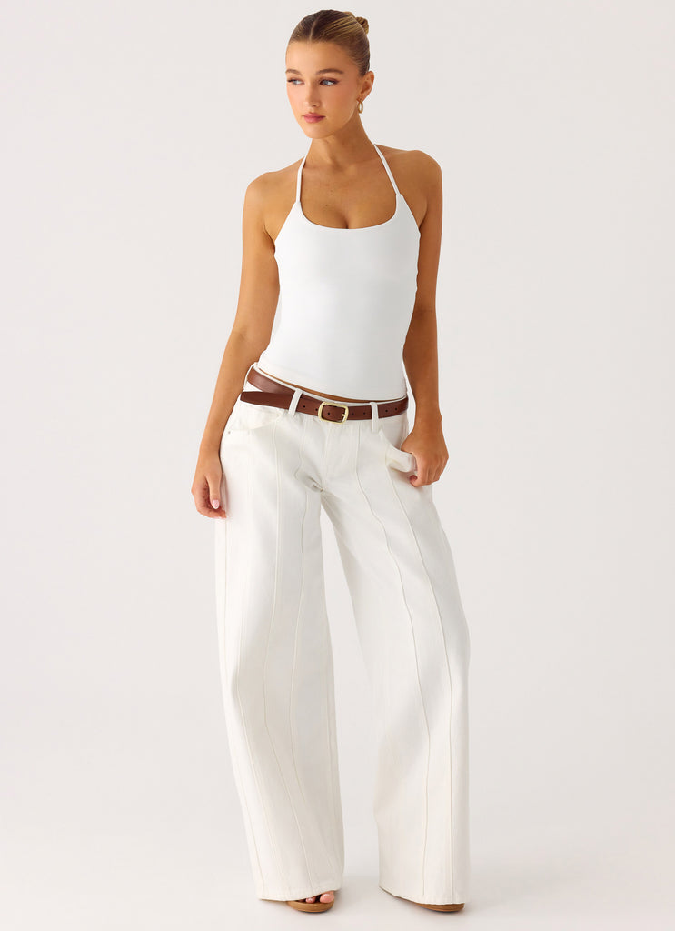 Lopw Rise Johnny Low Rise Wide Leg Denim Jeans - White – Peppermayo