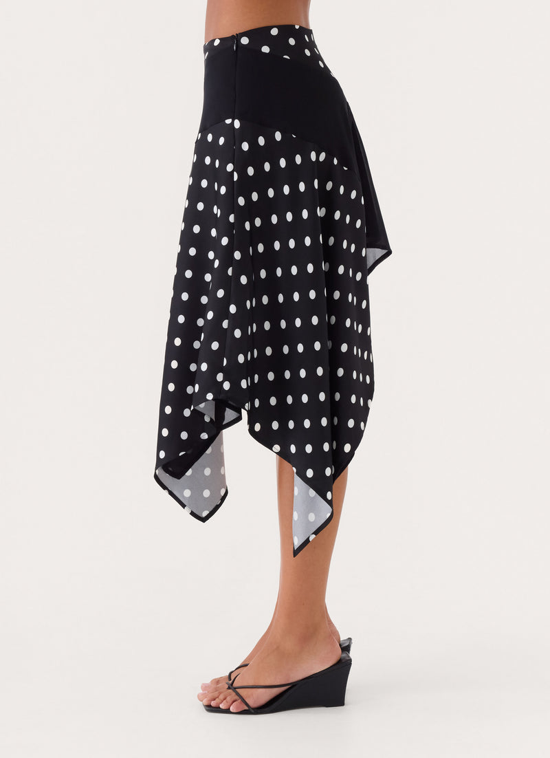 Klose Midi Skirt - Black Polka Dot