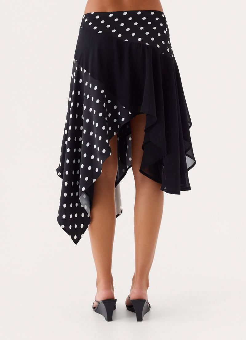 Klose Midi Skirt - Black Polka Dot