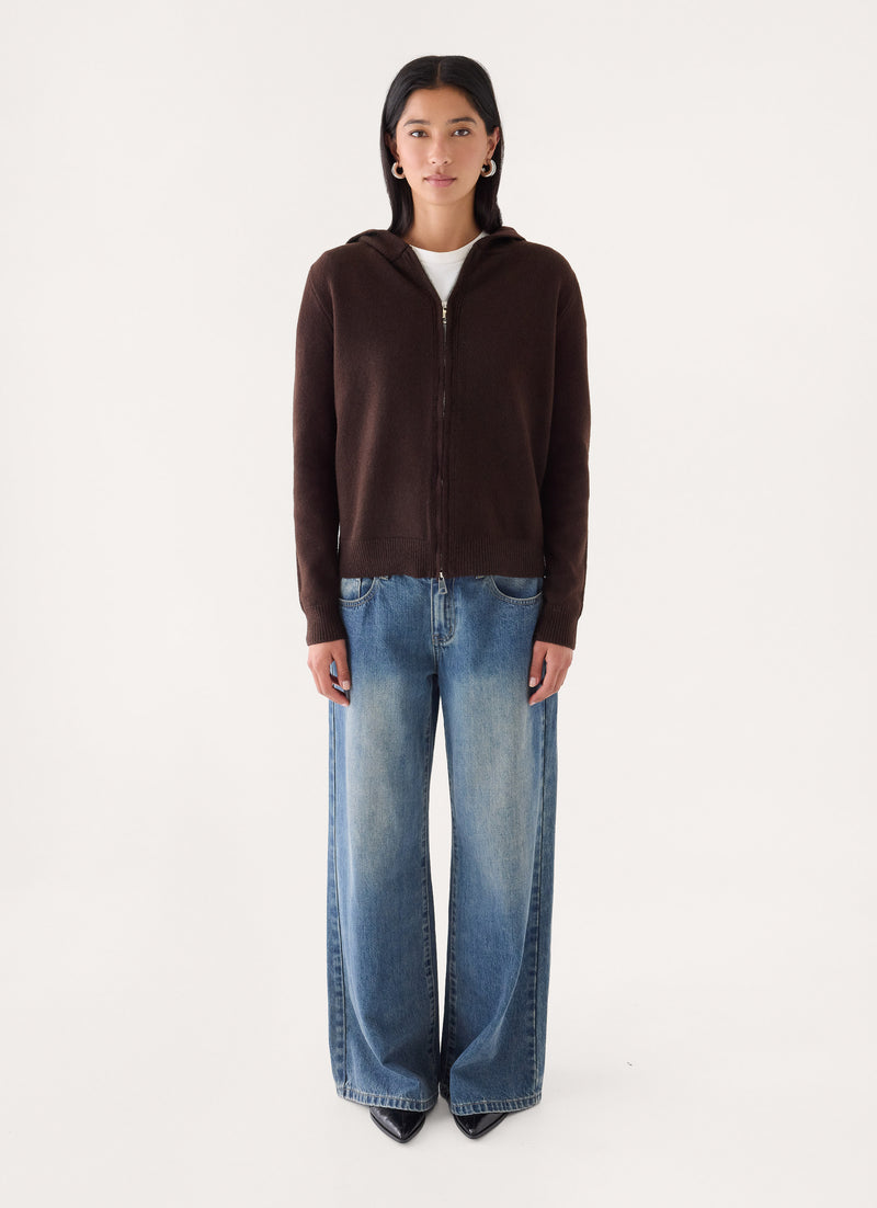 Karina Knit Zip Jumper - Brown