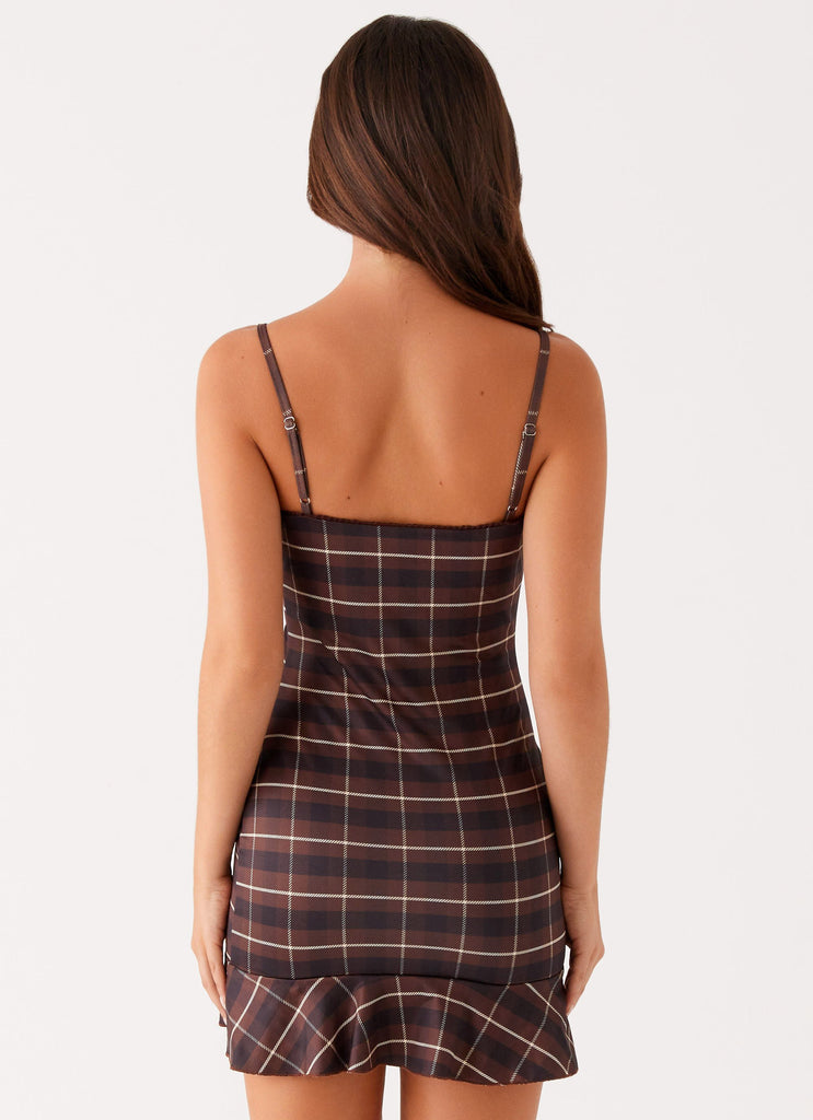 Karis Mini Dress - Brown Black Check