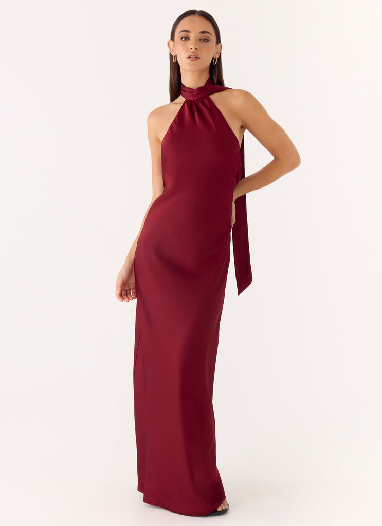 Keena Scarf Maxi Dress - Merlot