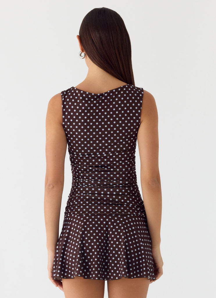 Kelda Mini Dress - Chocolate Blue Dot