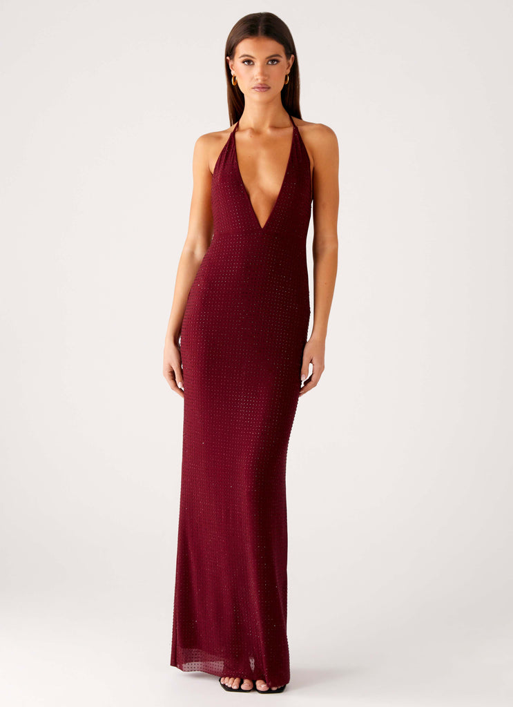 Keliese Beaded Maxi Dress - Burgundy