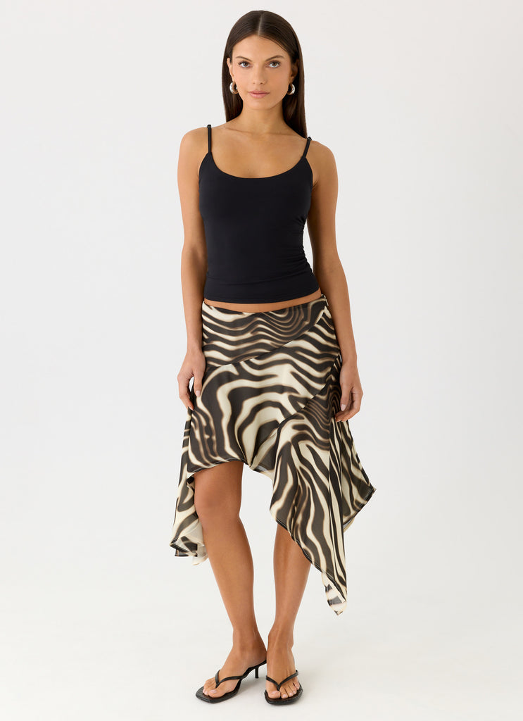Kia Low Rise Asymmetrical Midi Skirt - Zebra