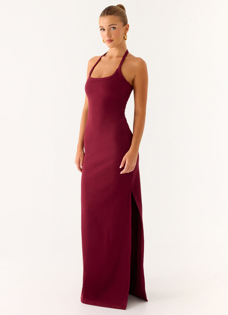 Kill This Love Ribbed Maxi Dress - Dark Cherry