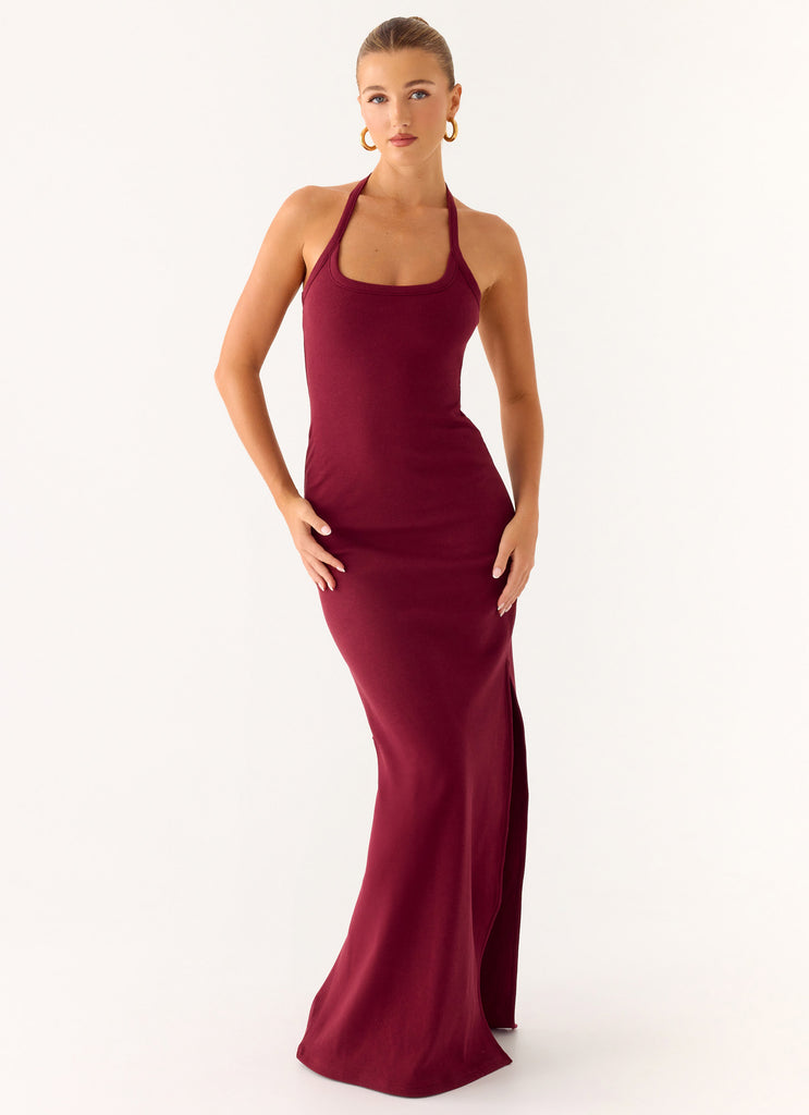 Kill This Love Ribbed Maxi Dress - Dark Cherry