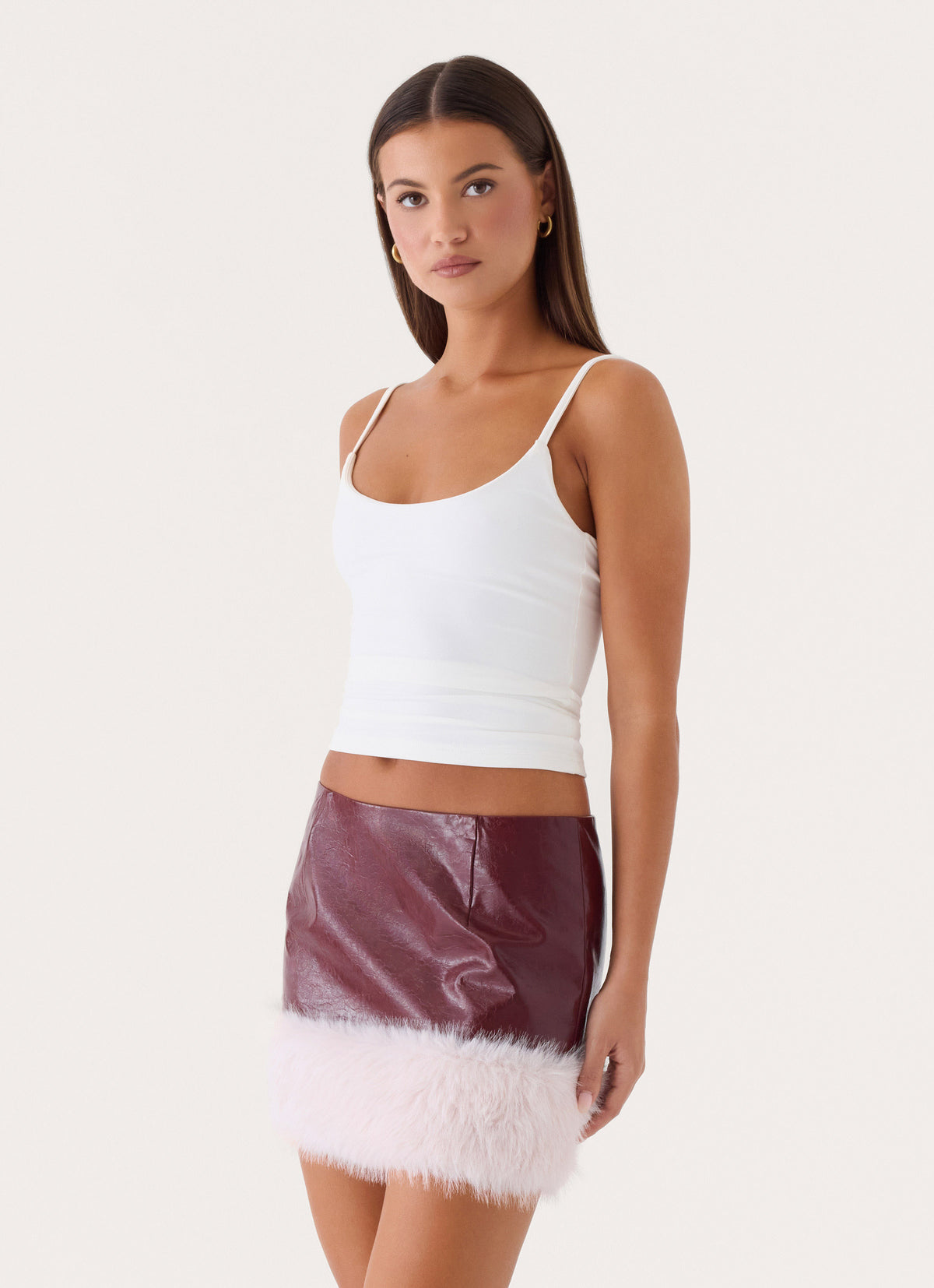 Love Child Faux Leather Mini Skirt - Burgundy