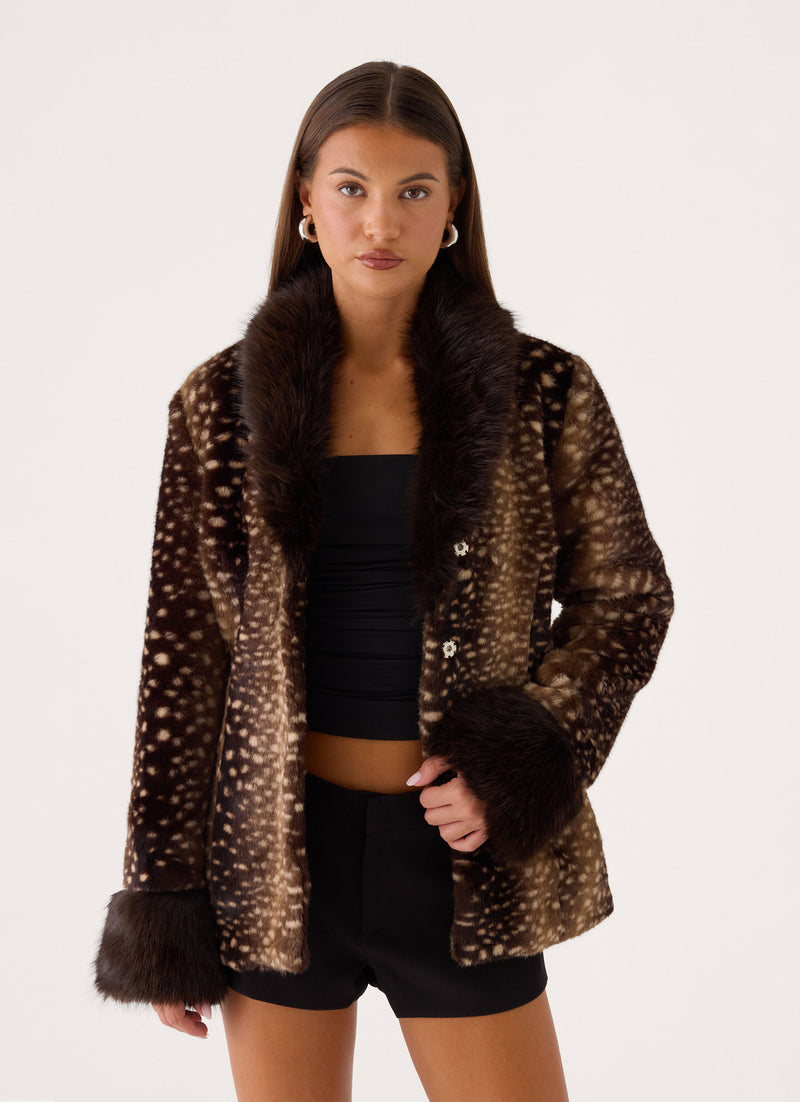 Lanaila Faux Fur Jacket - Deer
