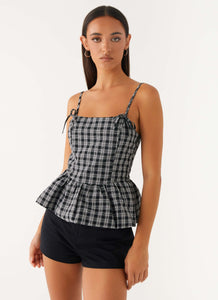 Laura Top - White Black Check