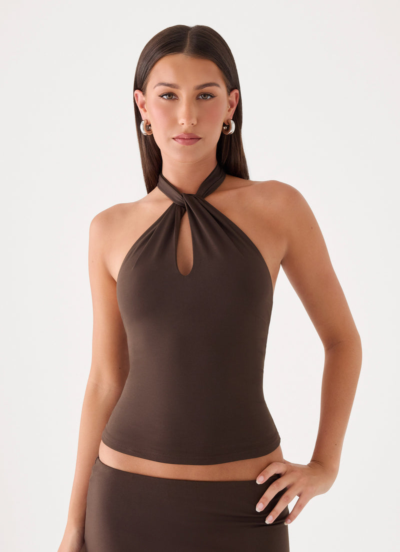 Lennox Halter Top - Chocolate