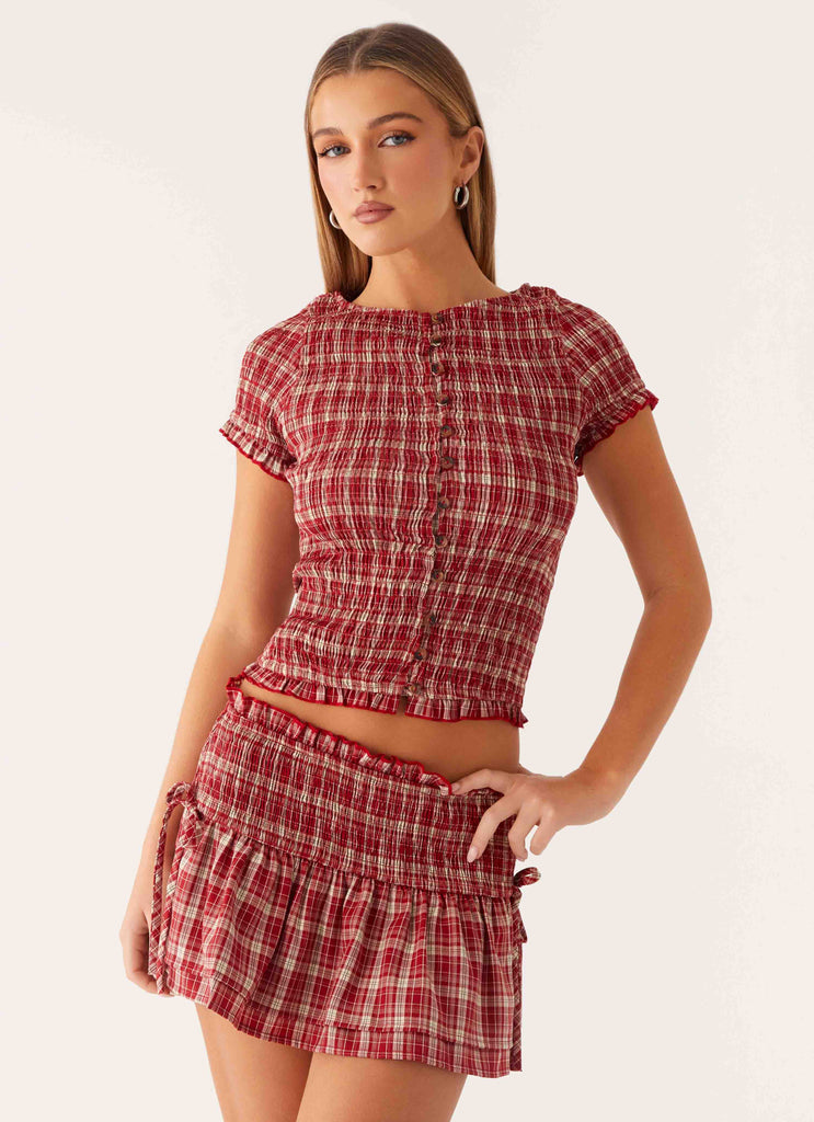 Lenore Mini Skirt - Ruby Check