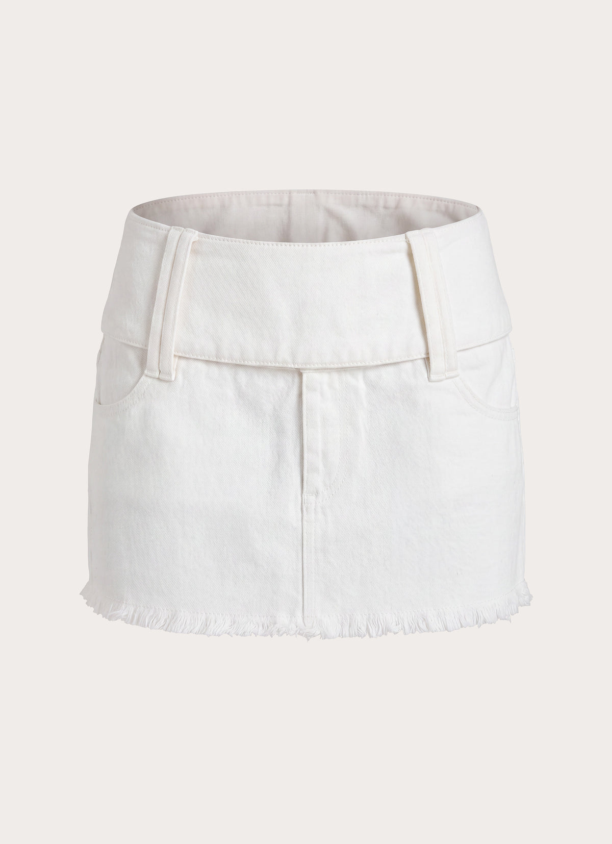Liam Low Rise Denim Micro Skort - White
