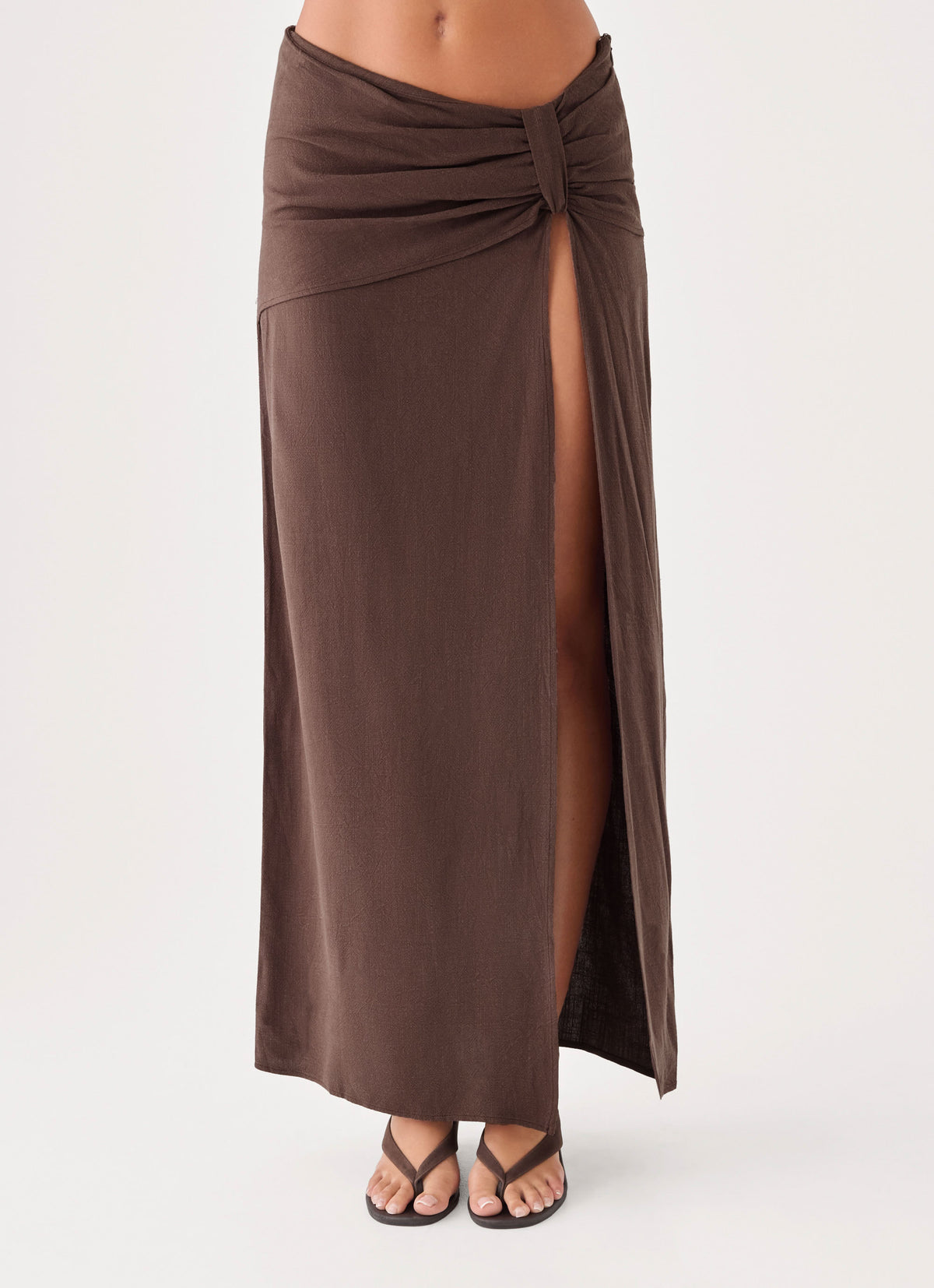 Lielle Linen Maxi Skirt - Chocolate