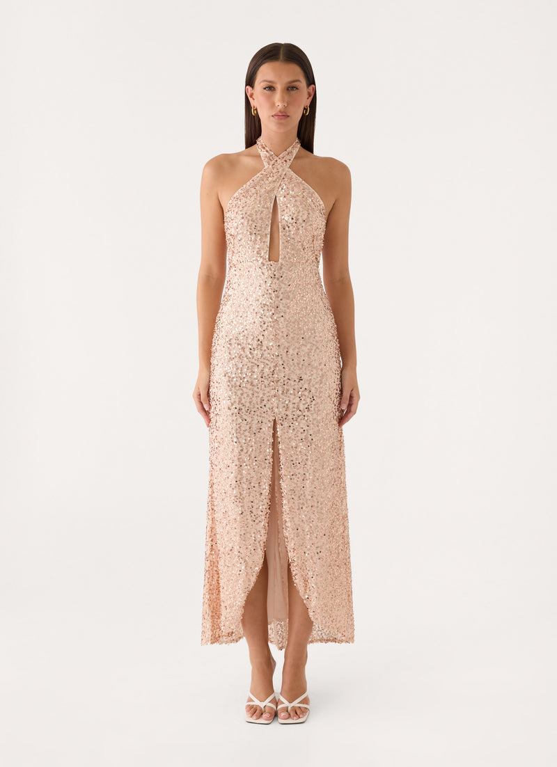Lights Off Maxi Dress - Nude