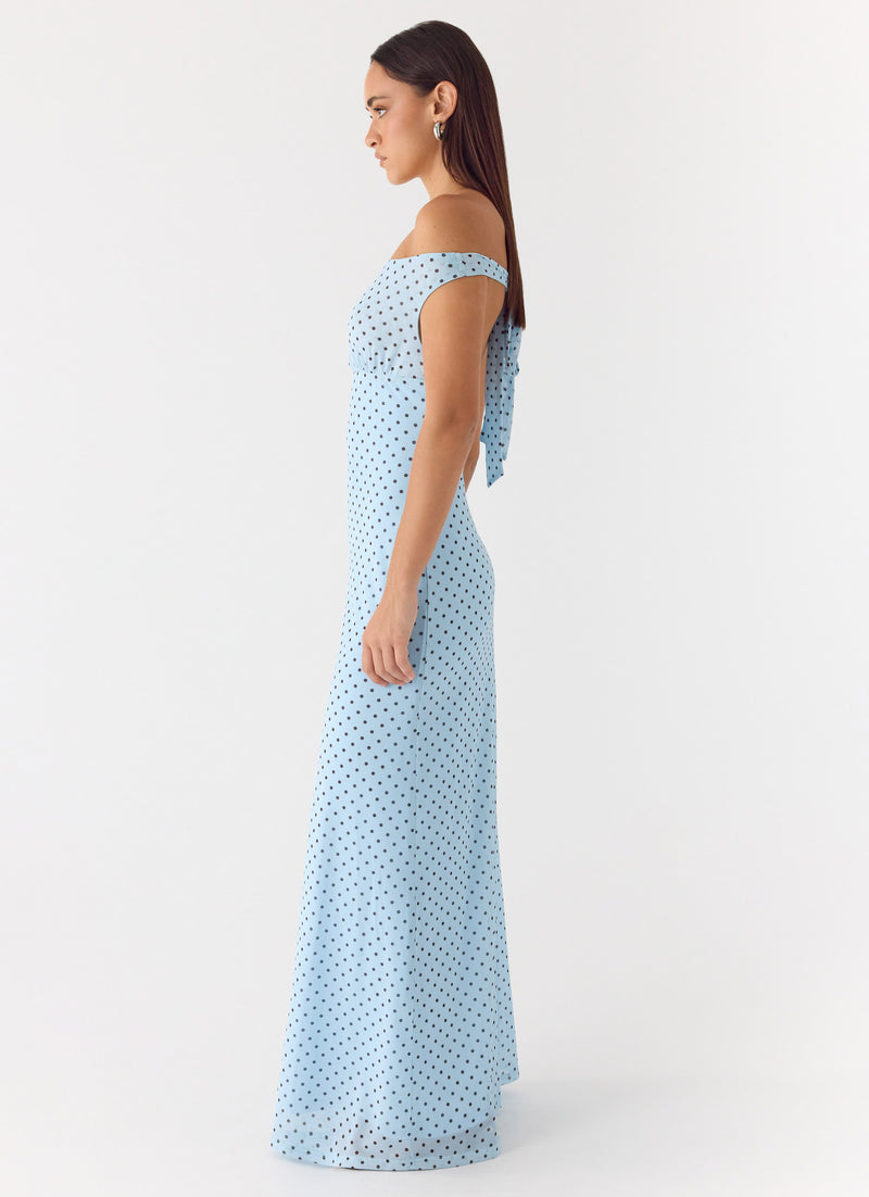 Like Me Now Maxi Dress - Blue Mocha Dot